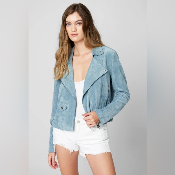 Blank NYC Jackets & Blazers - 🩵 Trendy Blank NYC Vegan Suede Moto Jacket | Chic Layering Piece in Dusty Blue